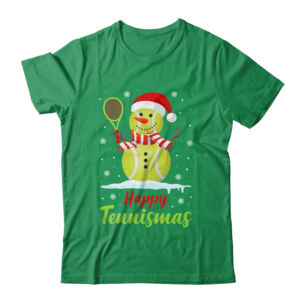 Funny Tennis Player Xmas Lights Christmas Tennis Snowman Shirt & Sweatshirt | teecentury