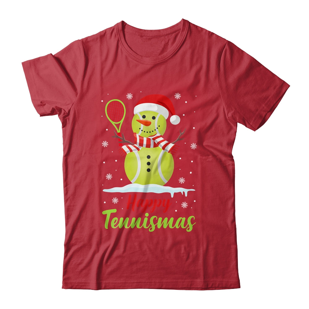 Funny Tennis Player Xmas Lights Christmas Tennis Snowman Shirt & Sweatshirt | teecentury