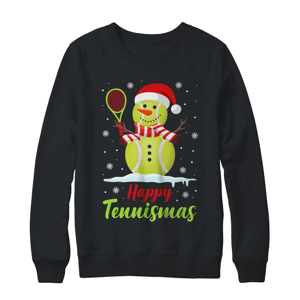 Funny Tennis Player Xmas Lights Christmas Tennis Snowman Shirt & Sweatshirt | teecentury
