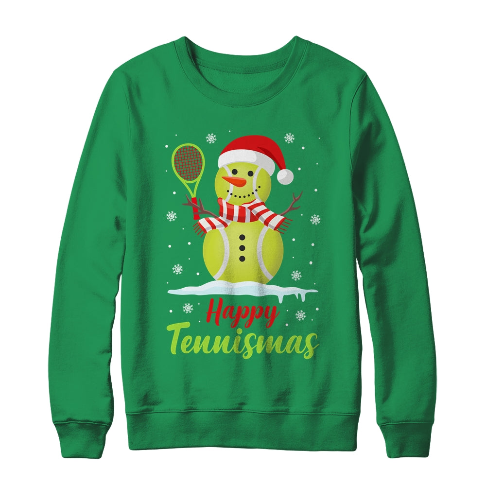 Funny Tennis Player Xmas Lights Christmas Tennis Snowman Shirt & Sweatshirt | teecentury