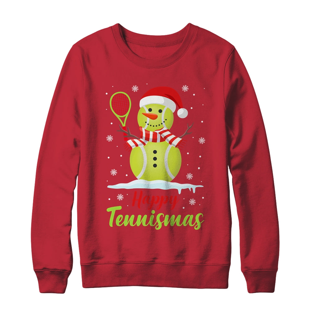 Funny Tennis Player Xmas Lights Christmas Tennis Snowman Shirt & Sweatshirt | teecentury