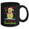 Funny Tennis Player Xmas Lights Christmas Tennis Snowman Mug | teecentury