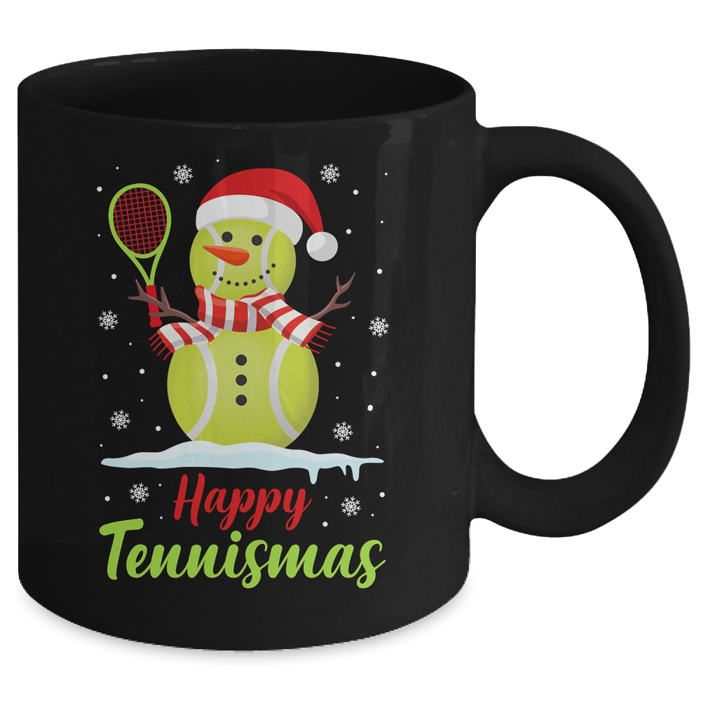 Funny Tennis Player Xmas Lights Christmas Tennis Snowman Mug | teecentury