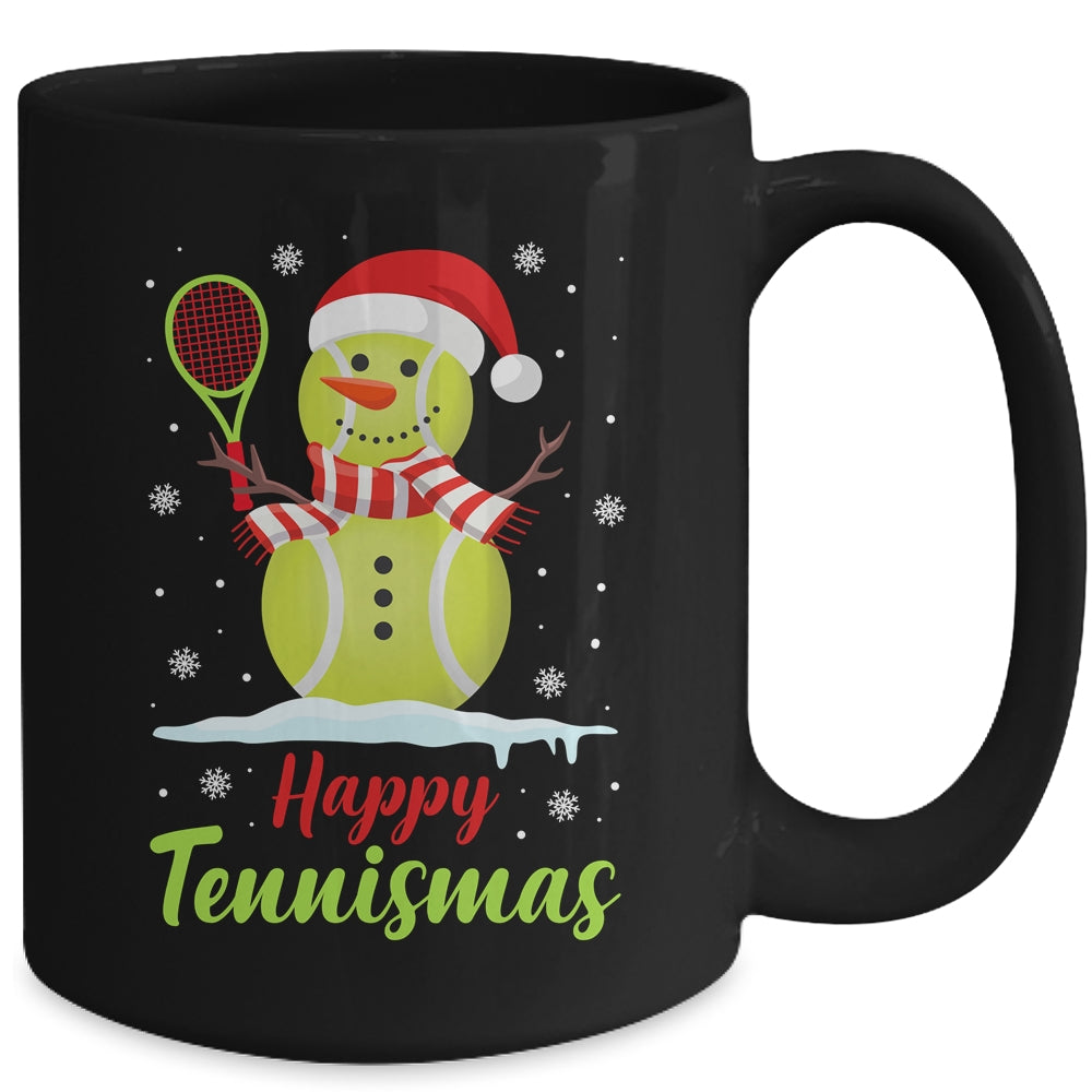 Funny Tennis Player Xmas Lights Christmas Tennis Snowman Mug | teecentury