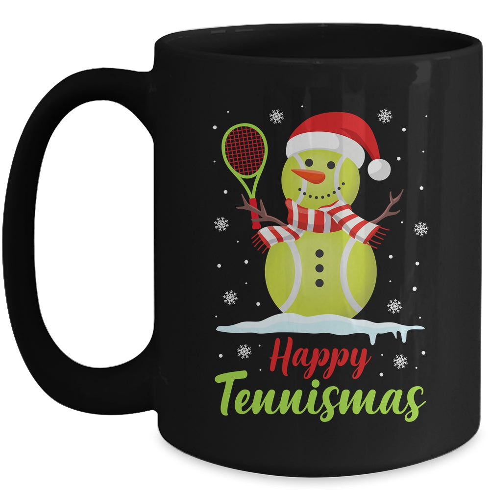 Funny Tennis Player Xmas Lights Christmas Tennis Snowman Mug | teecentury