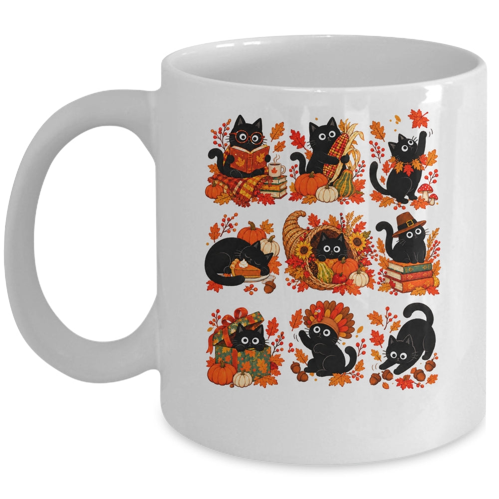 Funny Thanksgiving Black Cat Autumn Cat Lover Fall Men Women Mug | teecentury