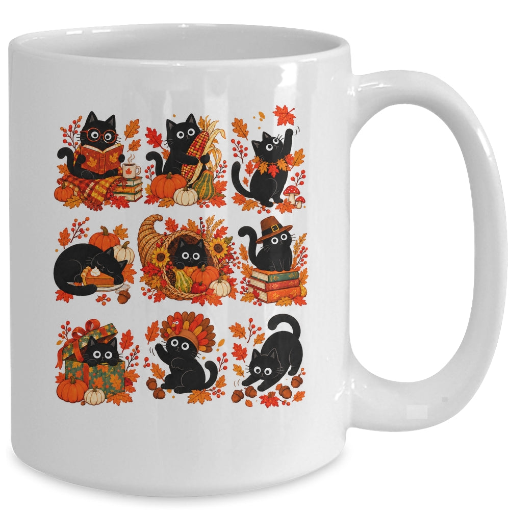 Funny Thanksgiving Black Cat Autumn Cat Lover Fall Men Women Mug | teecentury