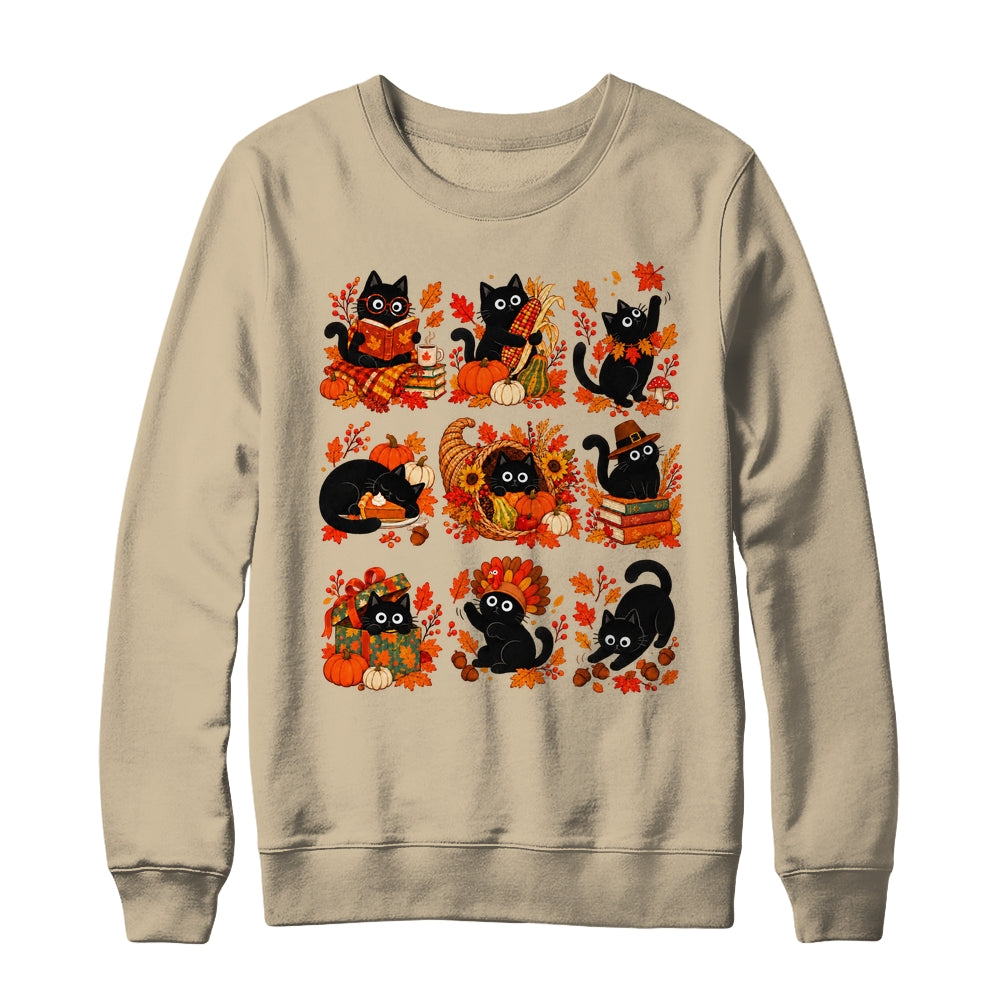 Funny Thanksgiving Black Cat Autumn Cat Lover Fall Men Women Shirt & Sweatshirt | teecentury