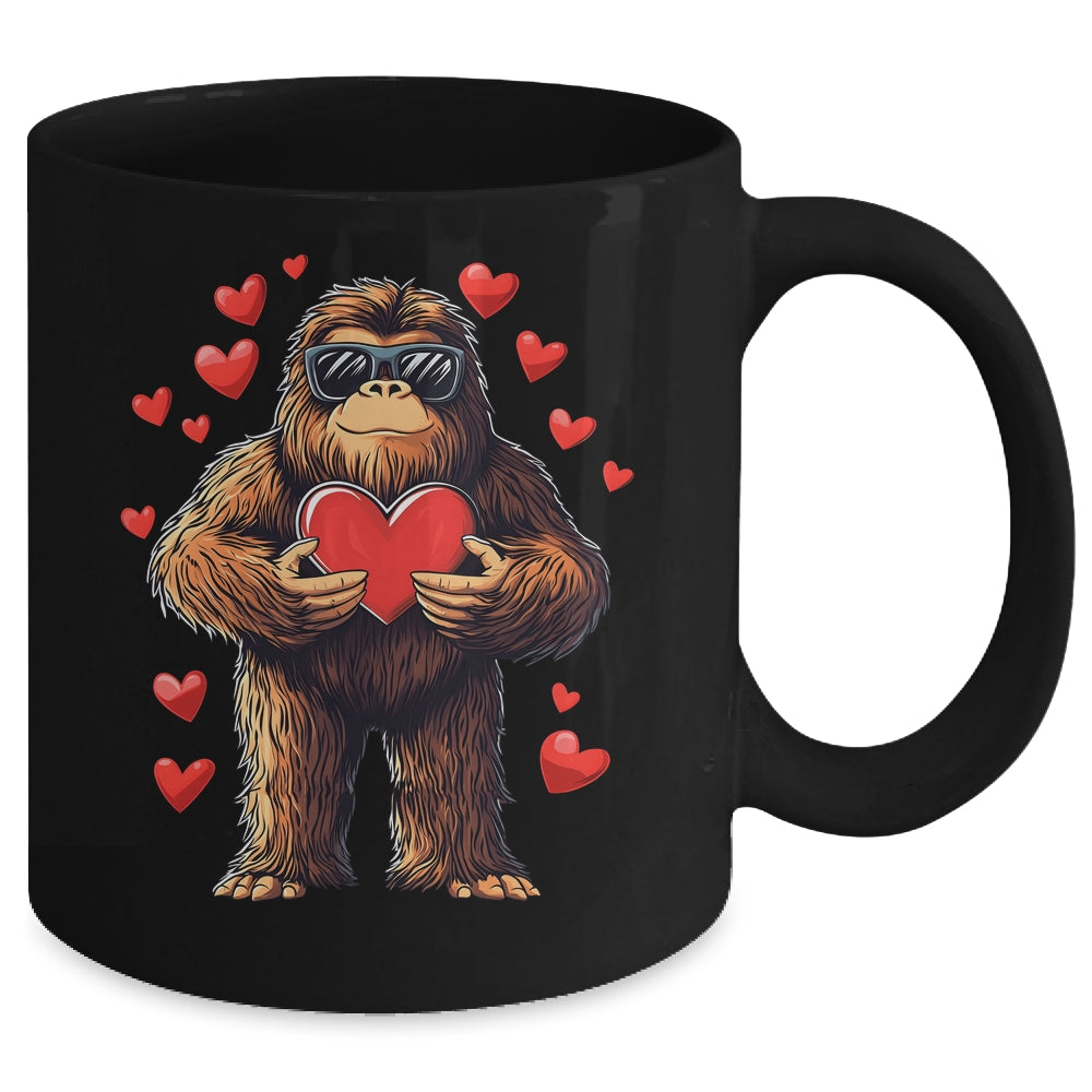 Funny Valentines Day Bigfoot Heart Sunglasses Sasquatch Boys Mug | teecentury