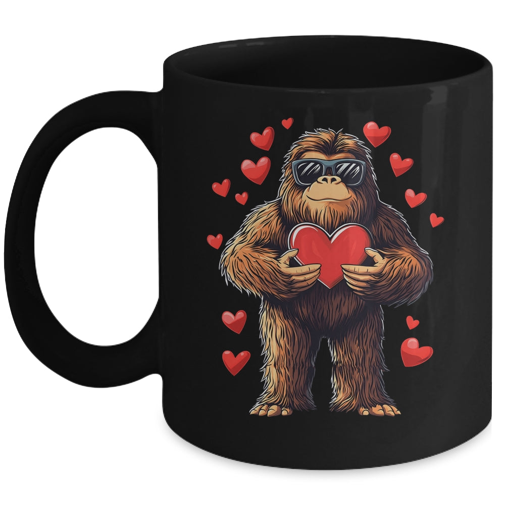 Funny Valentines Day Bigfoot Heart Sunglasses Sasquatch Boys Mug | teecentury