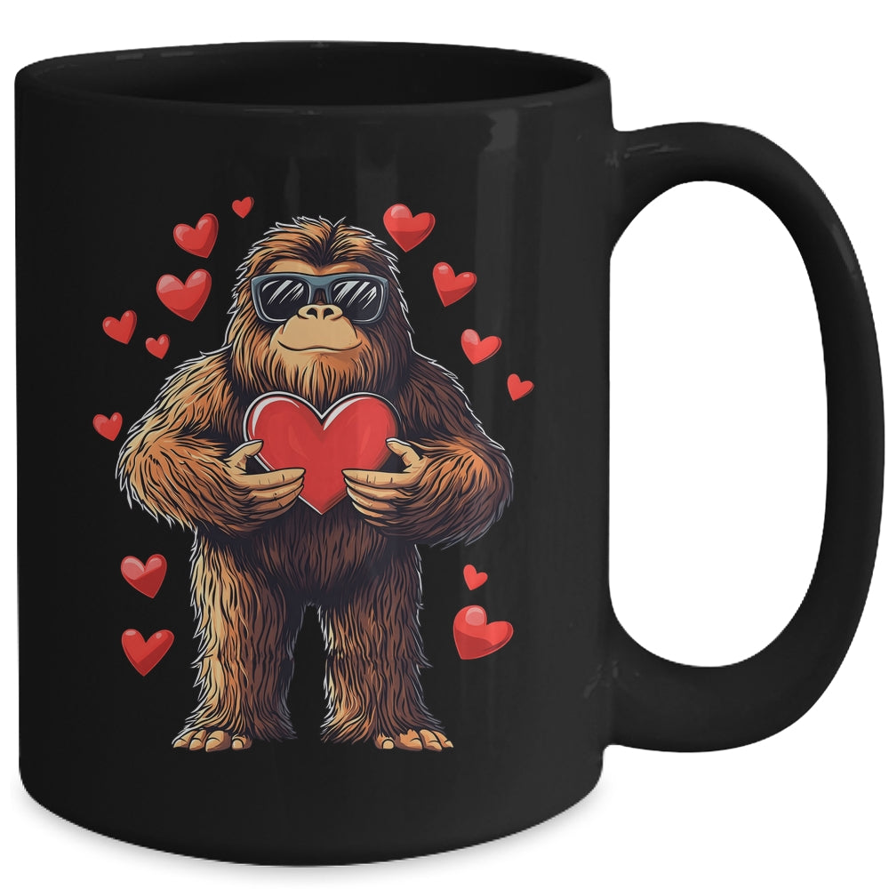 Funny Valentines Day Bigfoot Heart Sunglasses Sasquatch Boys Mug | teecentury