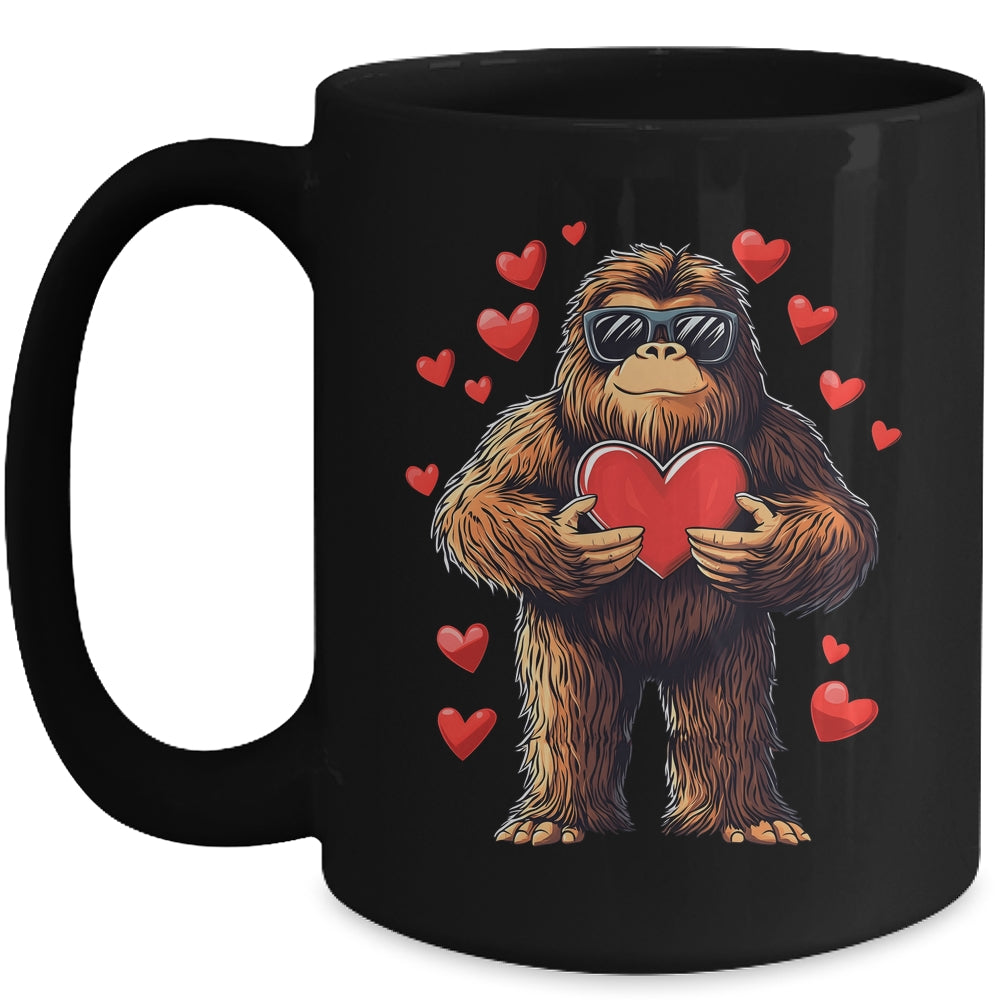 Funny Valentines Day Bigfoot Heart Sunglasses Sasquatch Boys Mug | teecentury