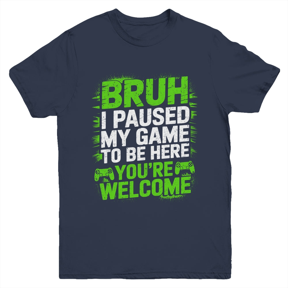 Funny Video Gamer Bruh I Paused My Game Teen Boys Gaming Youth Shirt | teecentury