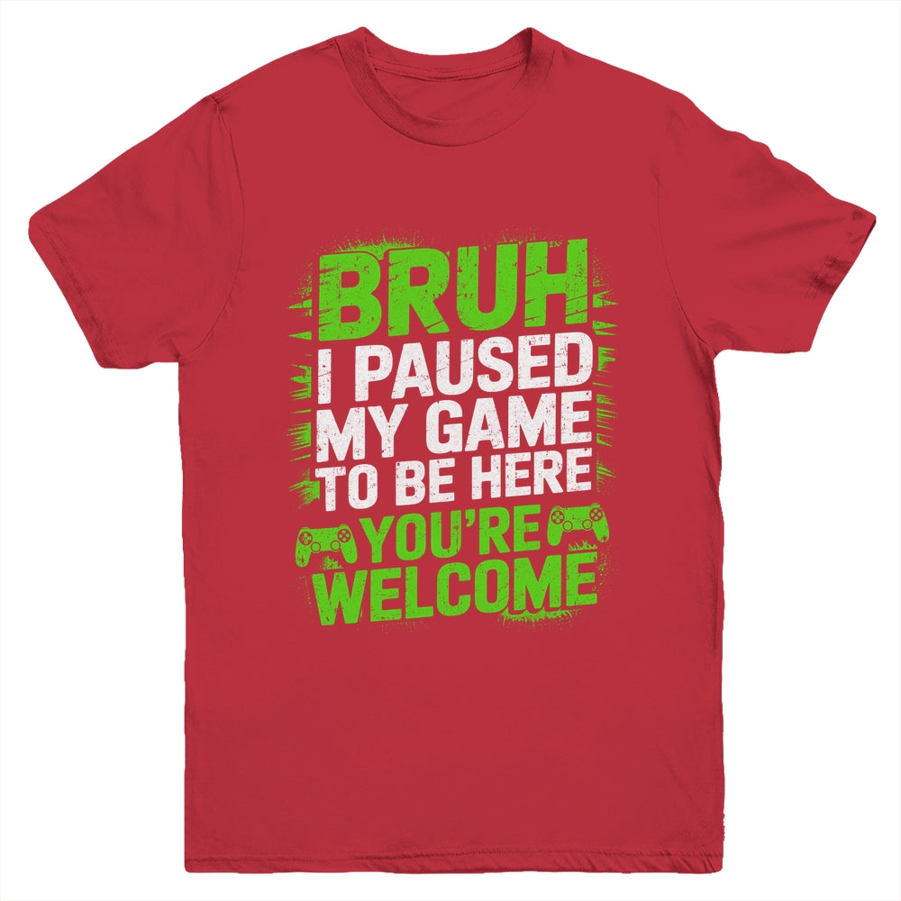 Funny Video Gamer Bruh I Paused My Game Teen Boys Gaming Youth Shirt | teecentury