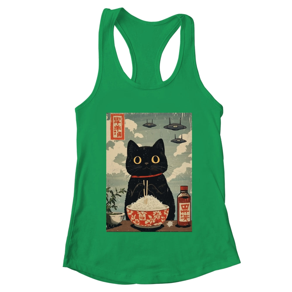 Funny Vintage Japanese Cute Cat UFOs Alien Men Women Kids Shirt & Tank Top | teecentury