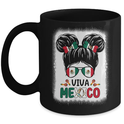 Funny Viva Mexico Mexican Independence Messy Bun Hair Kids Mug | teecentury