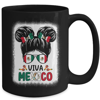 Funny Viva Mexico Mexican Independence Messy Bun Hair Kids Mug | teecentury