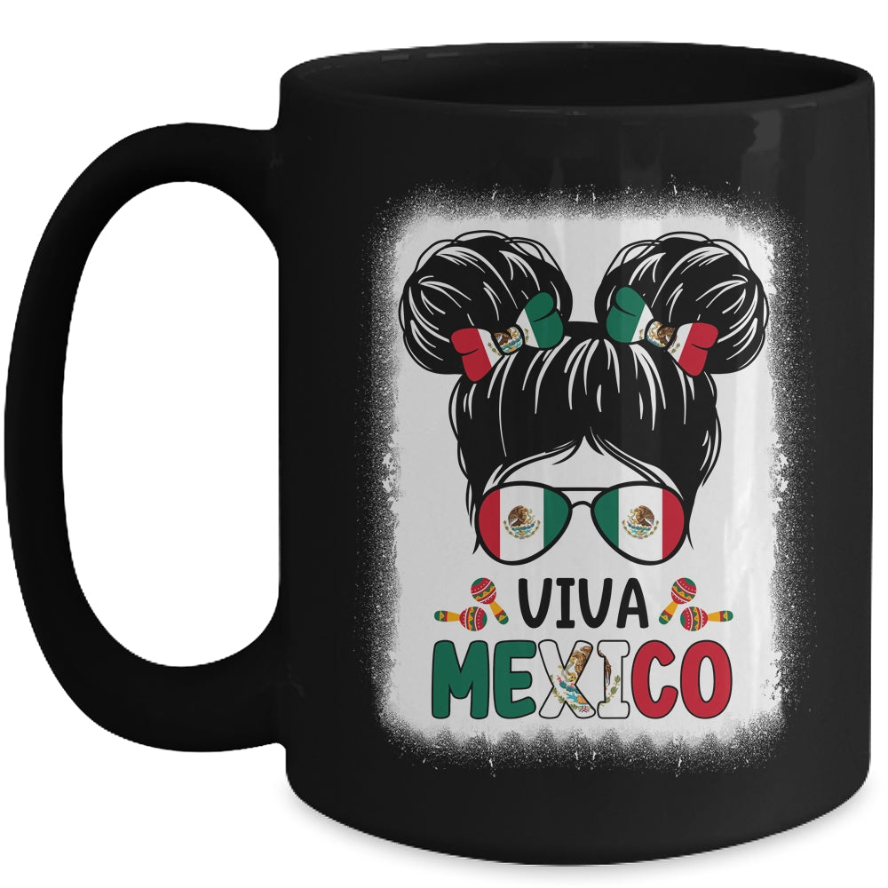 Funny Viva Mexico Mexican Independence Messy Bun Hair Kids Mug | teecentury