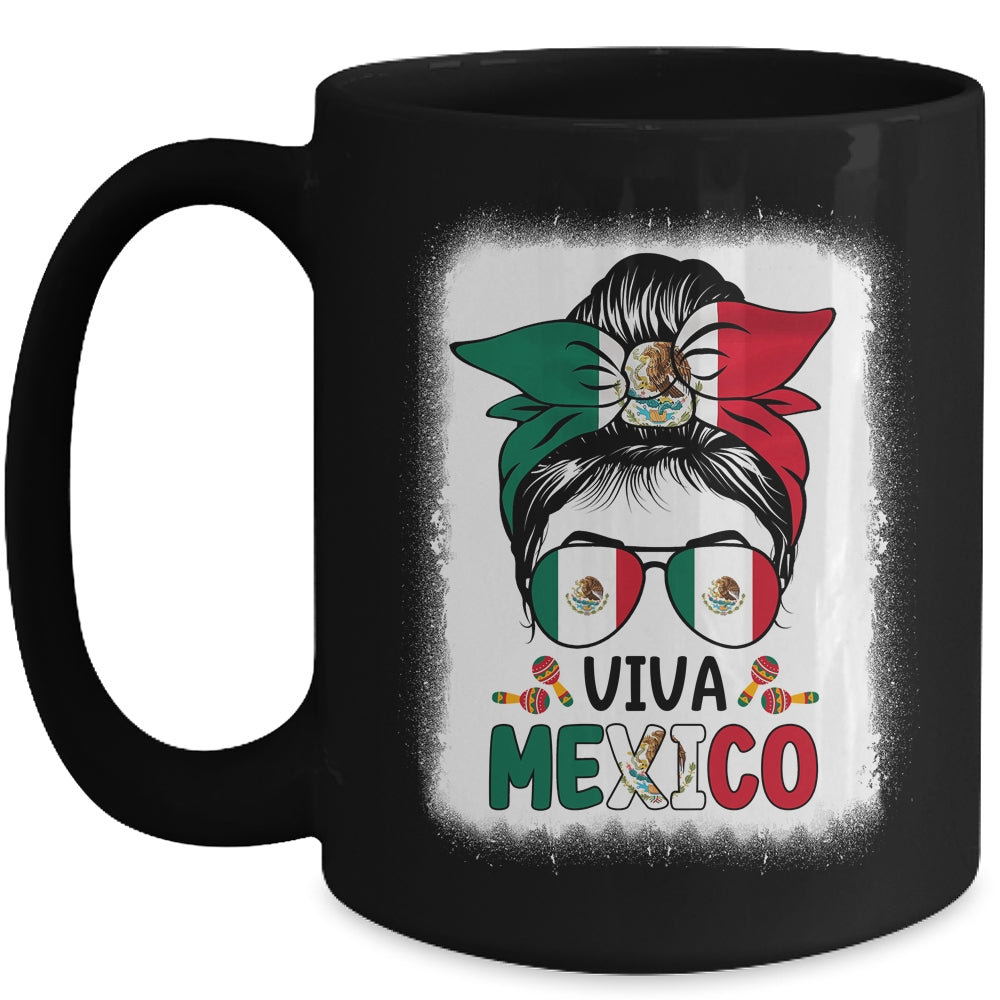 Funny Viva Mexico Mexican Independence Messy Bun Hair Mug | teecentury