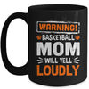 Funny Volleyball Mom Warning Volleyball Mom Will Yell Loudly Mug | teecentury