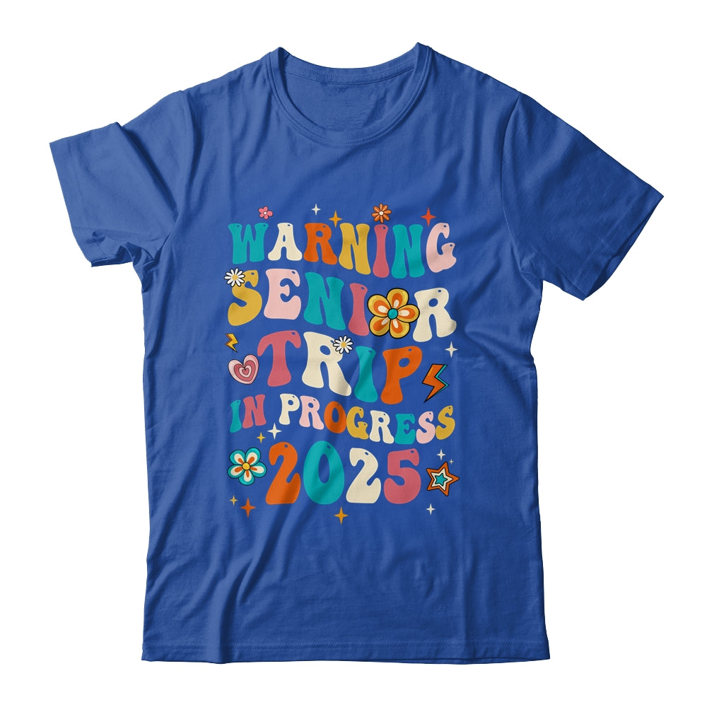Funny Warning Senior Trip Class Of 2025 In Progress Groovy Shirt & Tank Top | teecentury