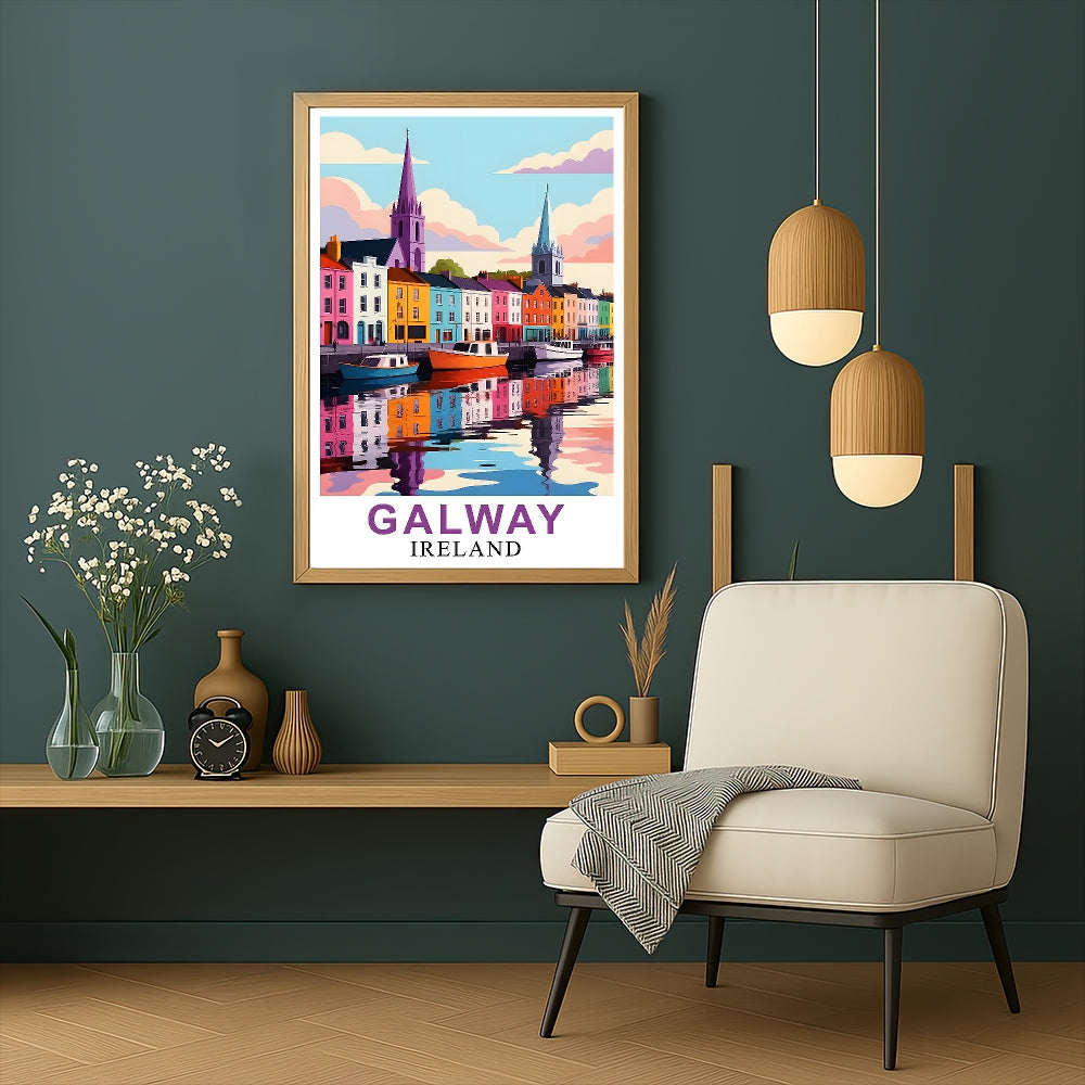 Galway Ireland Poster Artistic Cityscape Souvenir Perfect Wall Art Painting Print Picture Ideal For Travel Enthusiasts And Cultural Home Decor Office Decor Unframed | teecentury
