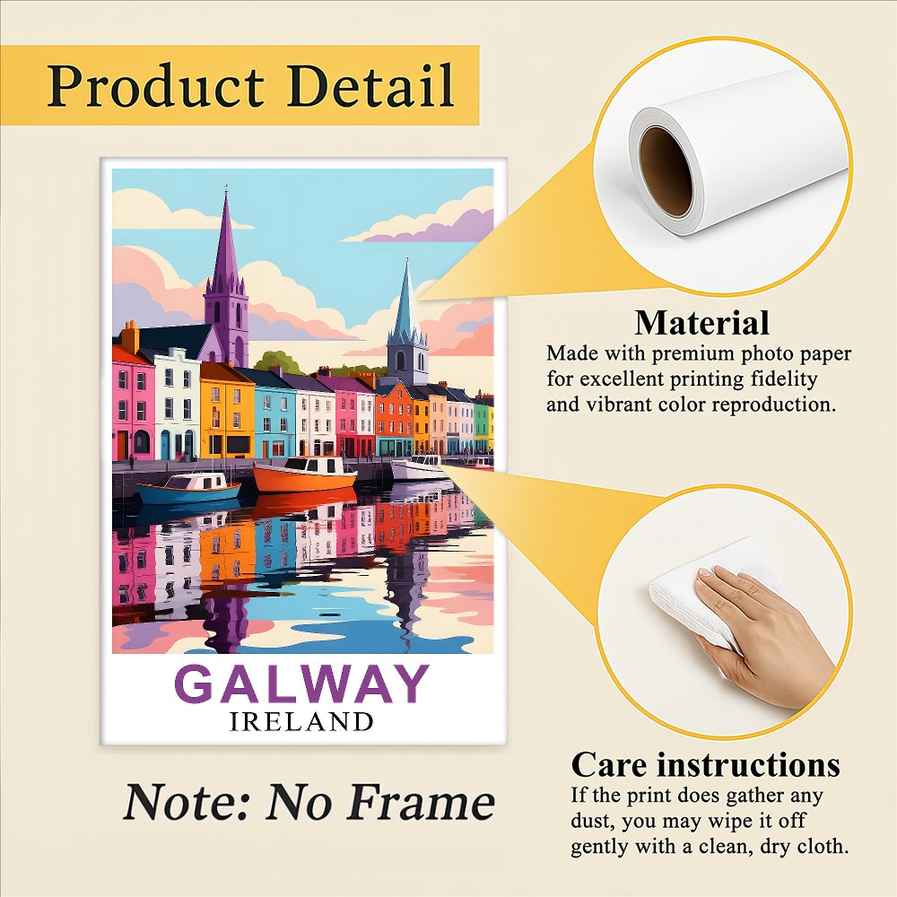 Galway Ireland Poster Artistic Cityscape Souvenir Perfect Wall Art Painting Print Picture Ideal For Travel Enthusiasts And Cultural Home Decor Office Decor Unframed | teecentury