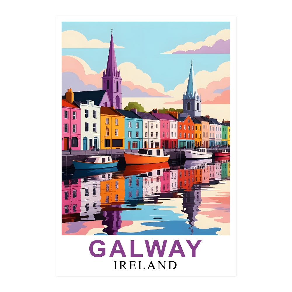 Galway Ireland Poster Artistic Cityscape Souvenir Perfect Wall Art Painting Print Picture Ideal For Travel Enthusiasts And Cultural Home Decor Office Decor Unframed | teecentury