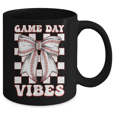 Game Day Vibes Coquette Bow Baseball Mama Mom Baseball Mug | teecentury