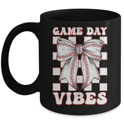 Game Day Vibes Coquette Bow Baseball Mama Mom Baseball Mug | teecentury