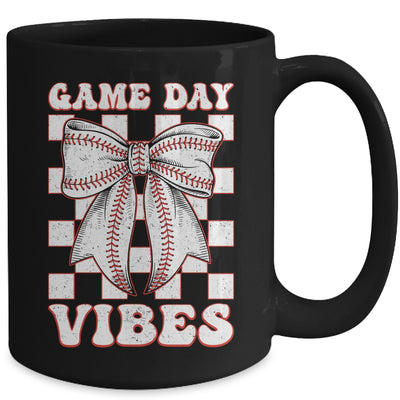 Game Day Vibes Coquette Bow Baseball Mama Mom Baseball Mug | teecentury