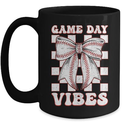 Game Day Vibes Coquette Bow Baseball Mama Mom Baseball Mug | teecentury