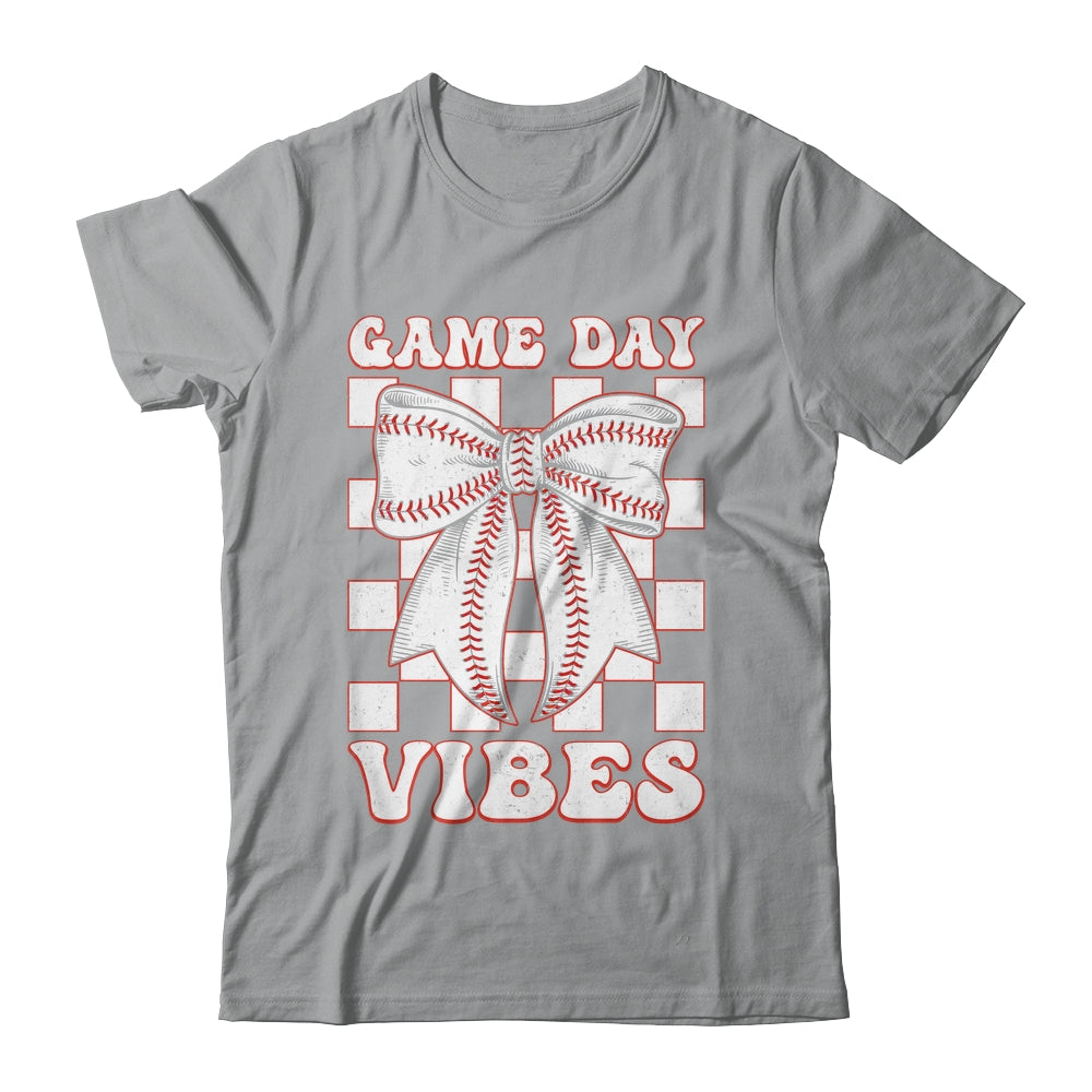 Game Day Vibes Coquette Bow Baseball Mama Mom Baseball Shirt & Tank Top | teecentury
