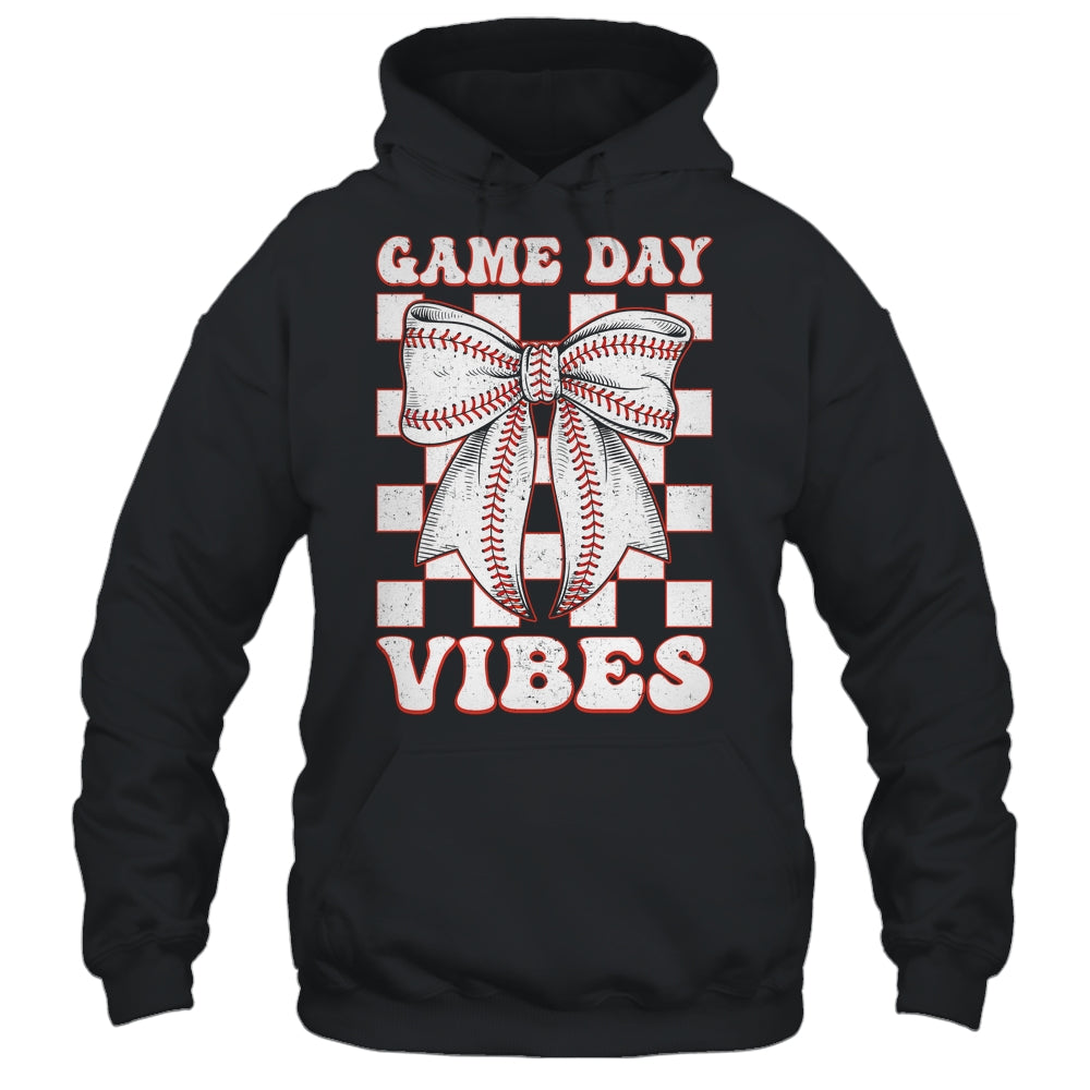 Game Day Vibes Coquette Bow Baseball Mama Mom Baseball Shirt & Tank Top | teecentury