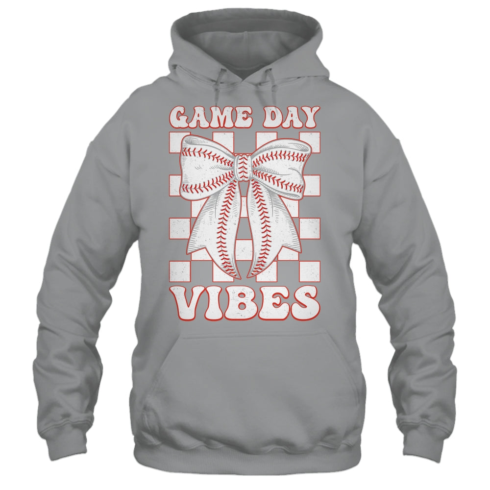 Game Day Vibes Coquette Bow Baseball Mama Mom Baseball Shirt & Tank Top | teecentury