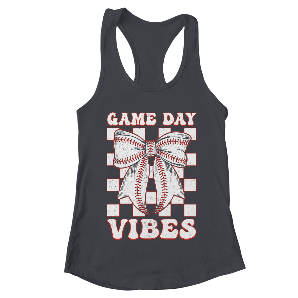 Game Day Vibes Coquette Bow Baseball Mama Mom Baseball Shirt & Tank Top | teecentury