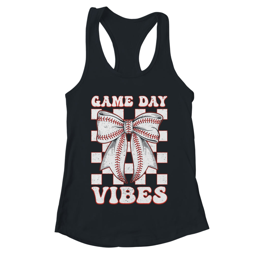 Game Day Vibes Coquette Bow Baseball Mama Mom Baseball Shirt & Tank Top | teecentury