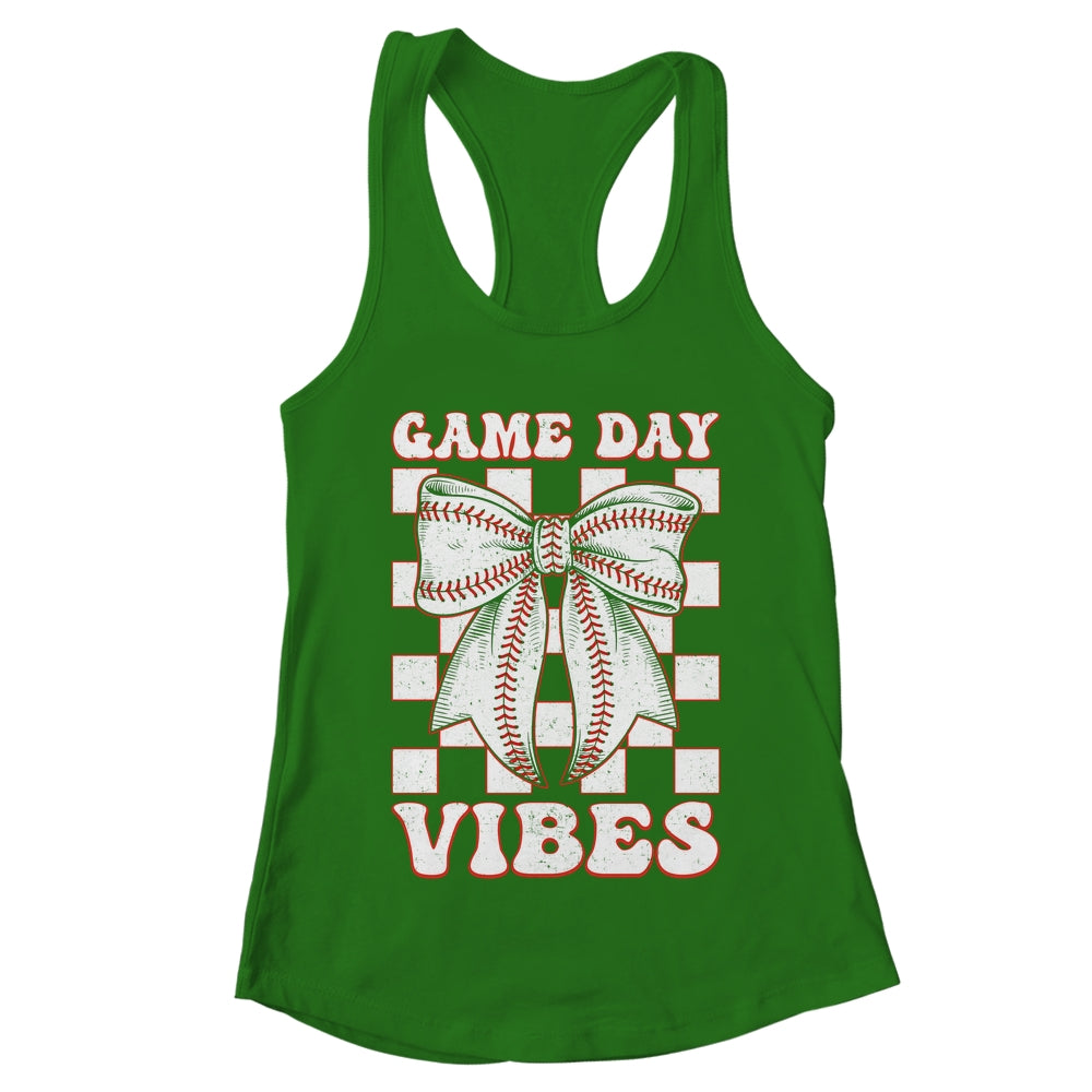 Game Day Vibes Coquette Bow Baseball Mama Mom Baseball Shirt & Tank Top | teecentury