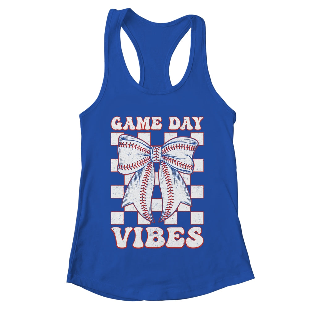 Game Day Vibes Coquette Bow Baseball Mama Mom Baseball Shirt & Tank Top | teecentury
