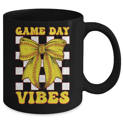 Game Day Vibes Coquette Bow Softball Mama Softball Girl Mug | teecentury