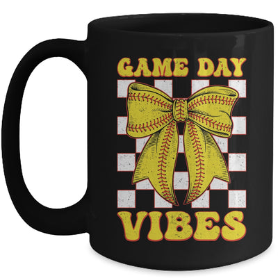 Game Day Vibes Coquette Bow Softball Mama Softball Girl Mug | teecentury