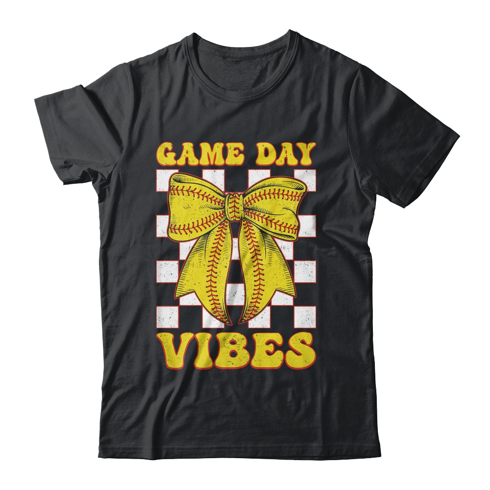 Game Day Vibes Coquette Bow Softball Mama Softball Girl Shirt & Tank Top | teecentury