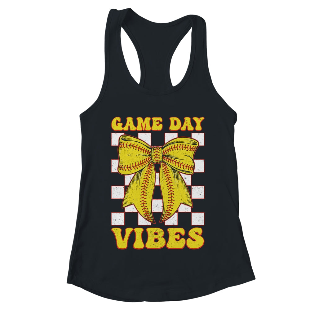 Game Day Vibes Coquette Bow Softball Mama Softball Girl Shirt & Tank Top | teecentury