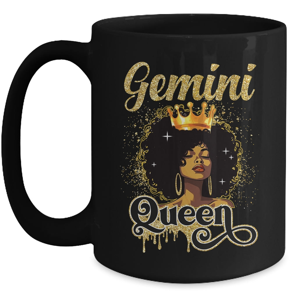 Gemini Queen Birthday Afro Girls Black Zodiac Birthday Mug | teecentury