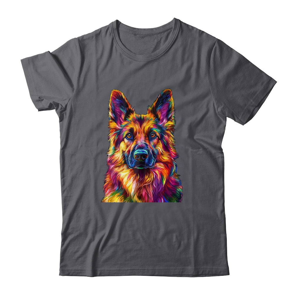 German Shepherd Dog Colorful Face Dog Lover Men Women Shirt & Tank Top | teecentury