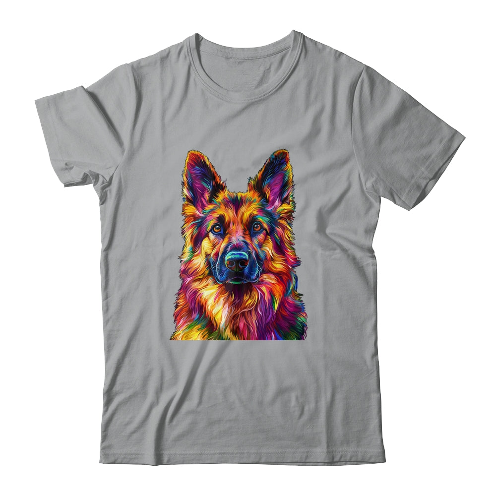 German Shepherd Dog Colorful Face Dog Lover Men Women Shirt & Tank Top | teecentury