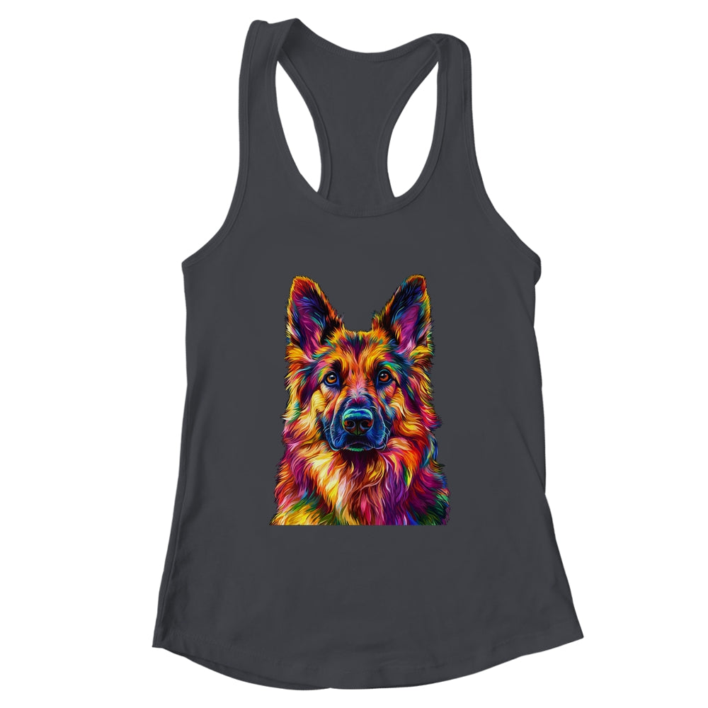 German Shepherd Dog Colorful Face Dog Lover Men Women Shirt & Tank Top | teecentury