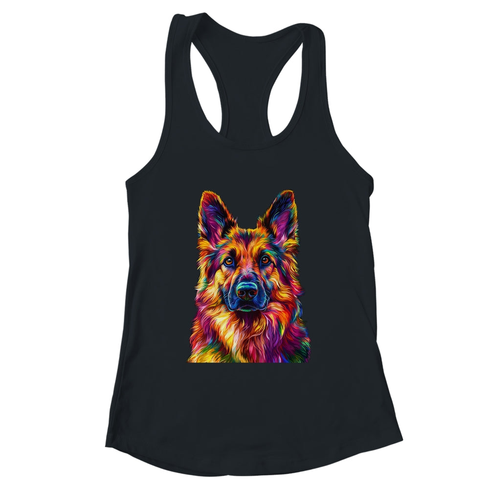 German Shepherd Dog Colorful Face Dog Lover Men Women Shirt & Tank Top | teecentury
