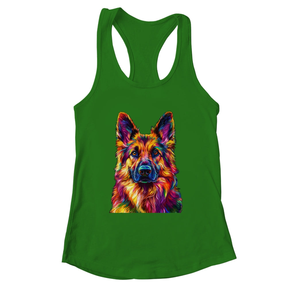 German Shepherd Dog Colorful Face Dog Lover Men Women Shirt & Tank Top | teecentury