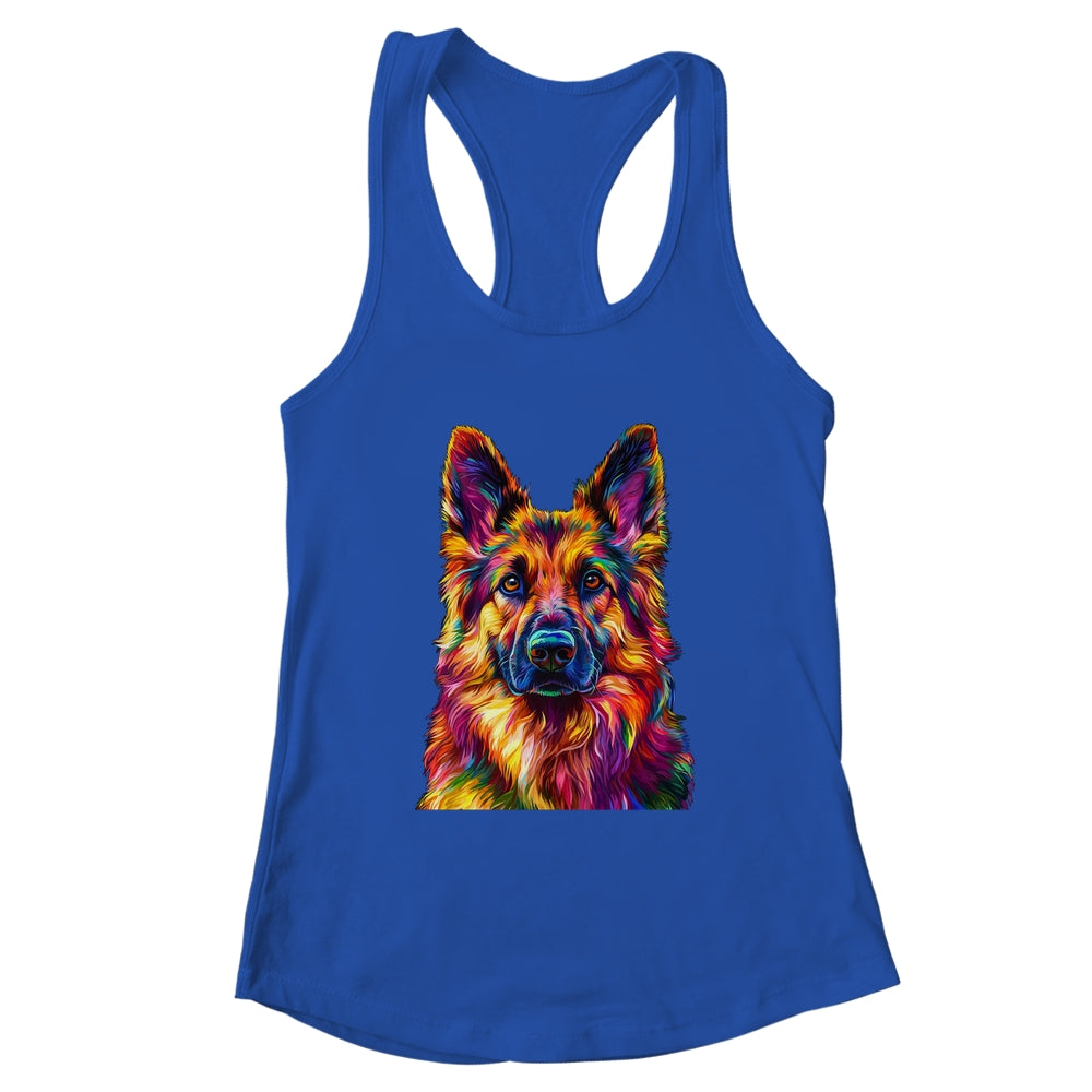 German Shepherd Dog Colorful Face Dog Lover Men Women Shirt & Tank Top | teecentury